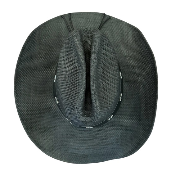 FLUFFY‎ SENSE Western Cowboy Hat Black Woven Coated Canvas Cattlemen Unisex main image 5